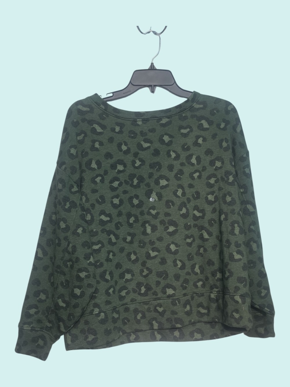 Olive Green Leopard Print Crewneck Sweater